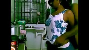 See maid banged by boss in the kitchen